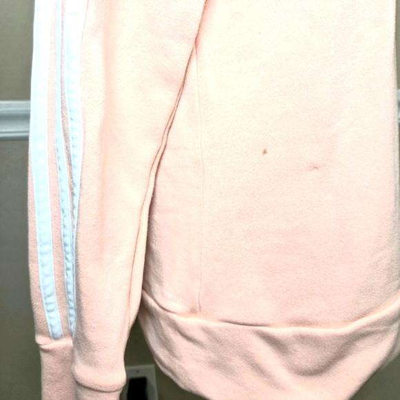 Adidas Women's Medium Spellout Three Stripes Pullover Crewneck Sweatshirt Pink - Picture 8 of 12